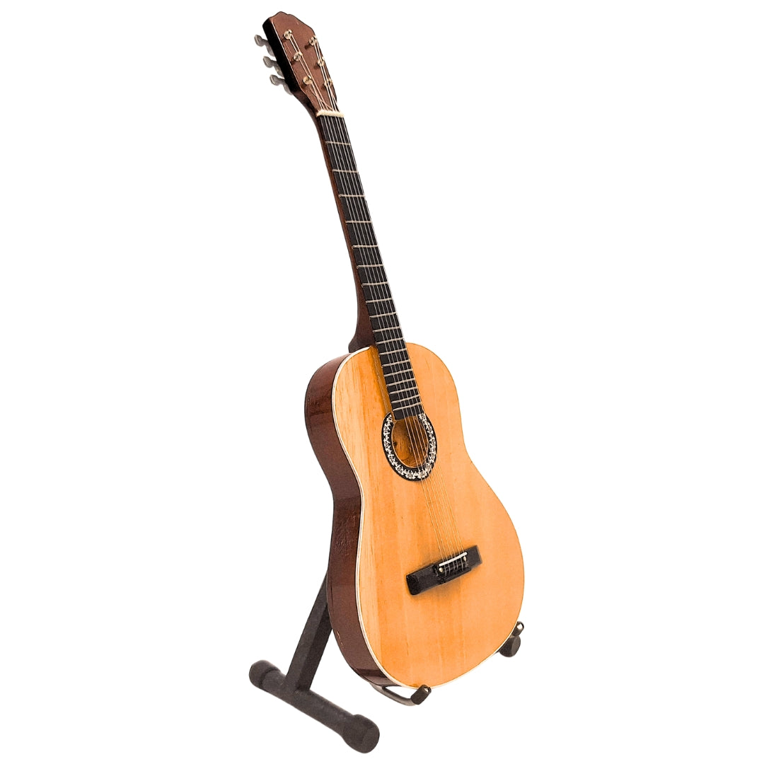 Mini Gitara Klasyczna z Grawerem - Drewniana Dekoracja Mahoniowa 25 cm