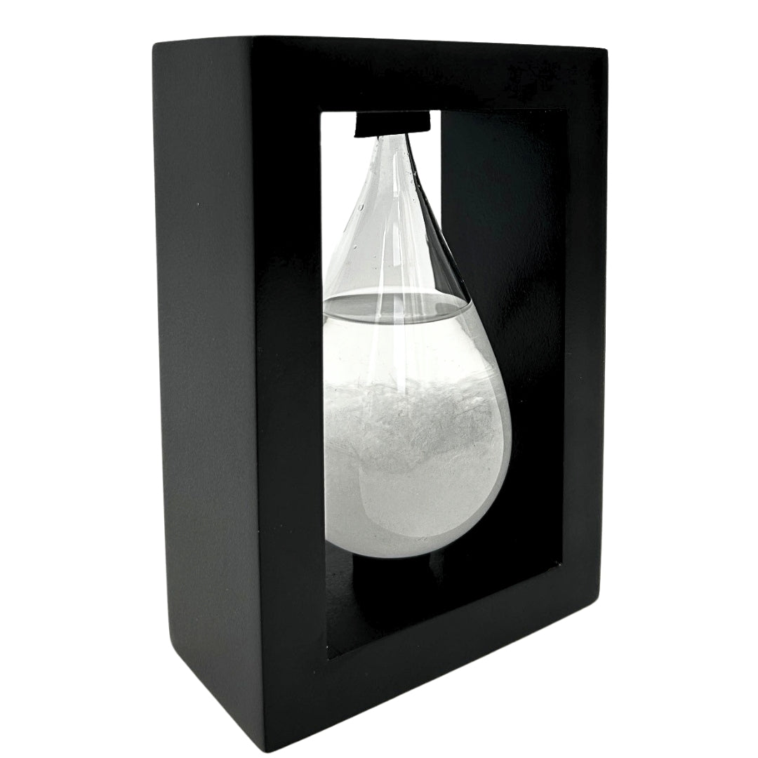 Barometr Burzowy Fitzroya w Oprawie Drewnianej - Kropla Storm Glass z Możliwością Personalizacji Grawerem - Idealny Prezent na Każdą Okazję - Elegancka Stacja Pogody w Nowoczesnym Stylu z Kryształami Reagującymi na Zmiany Pogody
