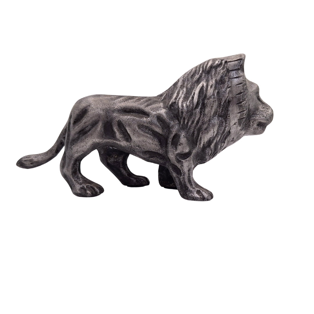Figurka dekoracyjna LEO z aluminium w kolorze srebrnym, personalizowany grawer