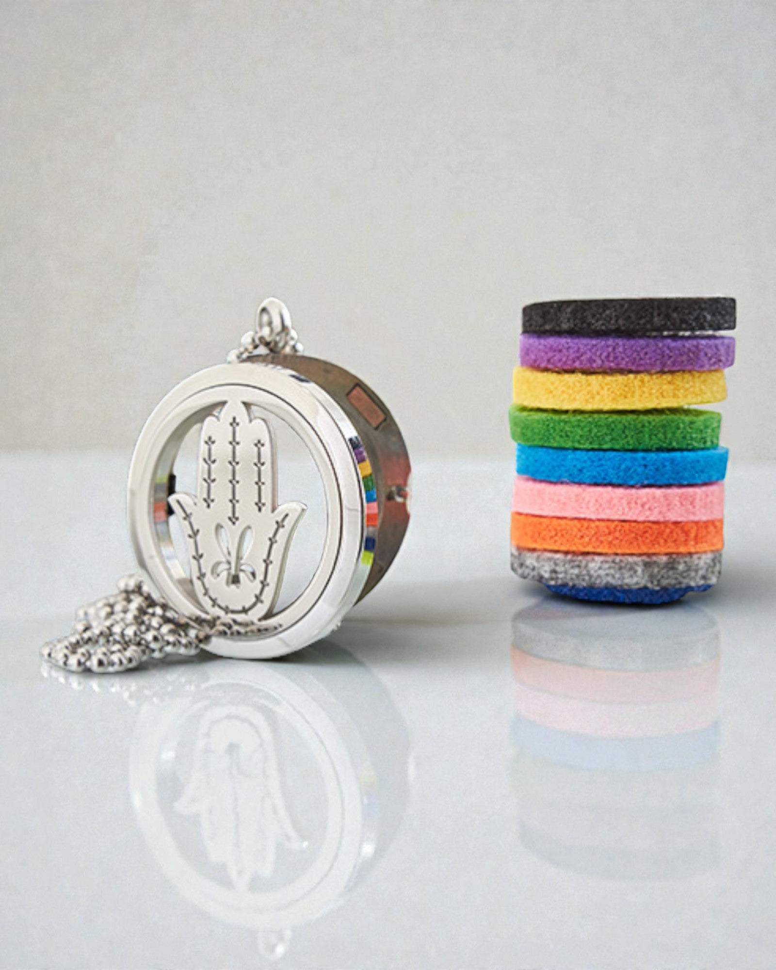 Hamsa Aura – Naszyjnik Aromaterapeutyczny Ręka Fatimy 30 mm