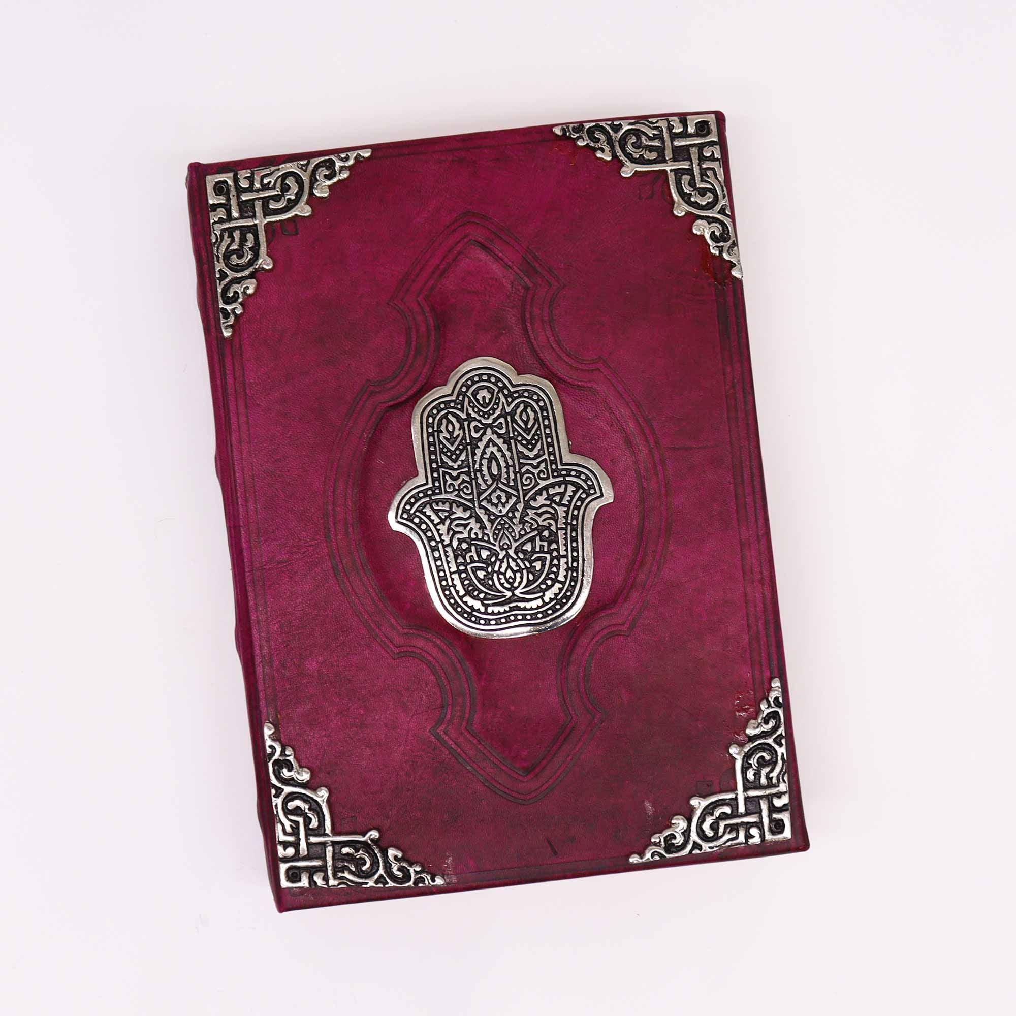 Hefty Red Tan Book with Hamsa Decoration