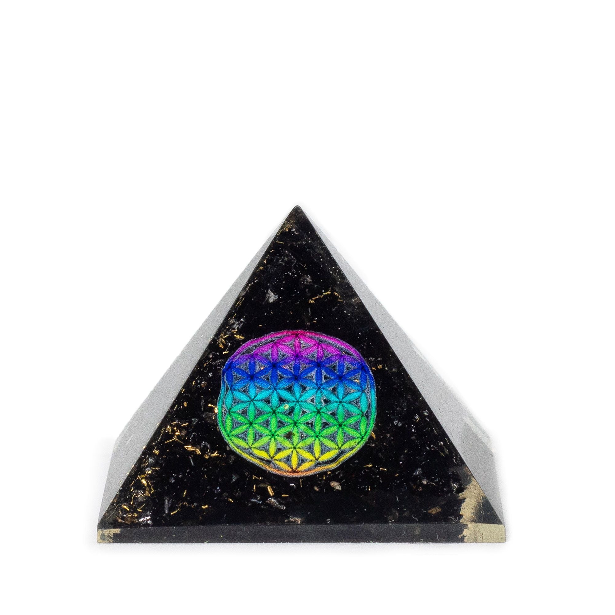 Orgonitová pyramida z černého turmalínu 5,5x4,5 cm s květem života