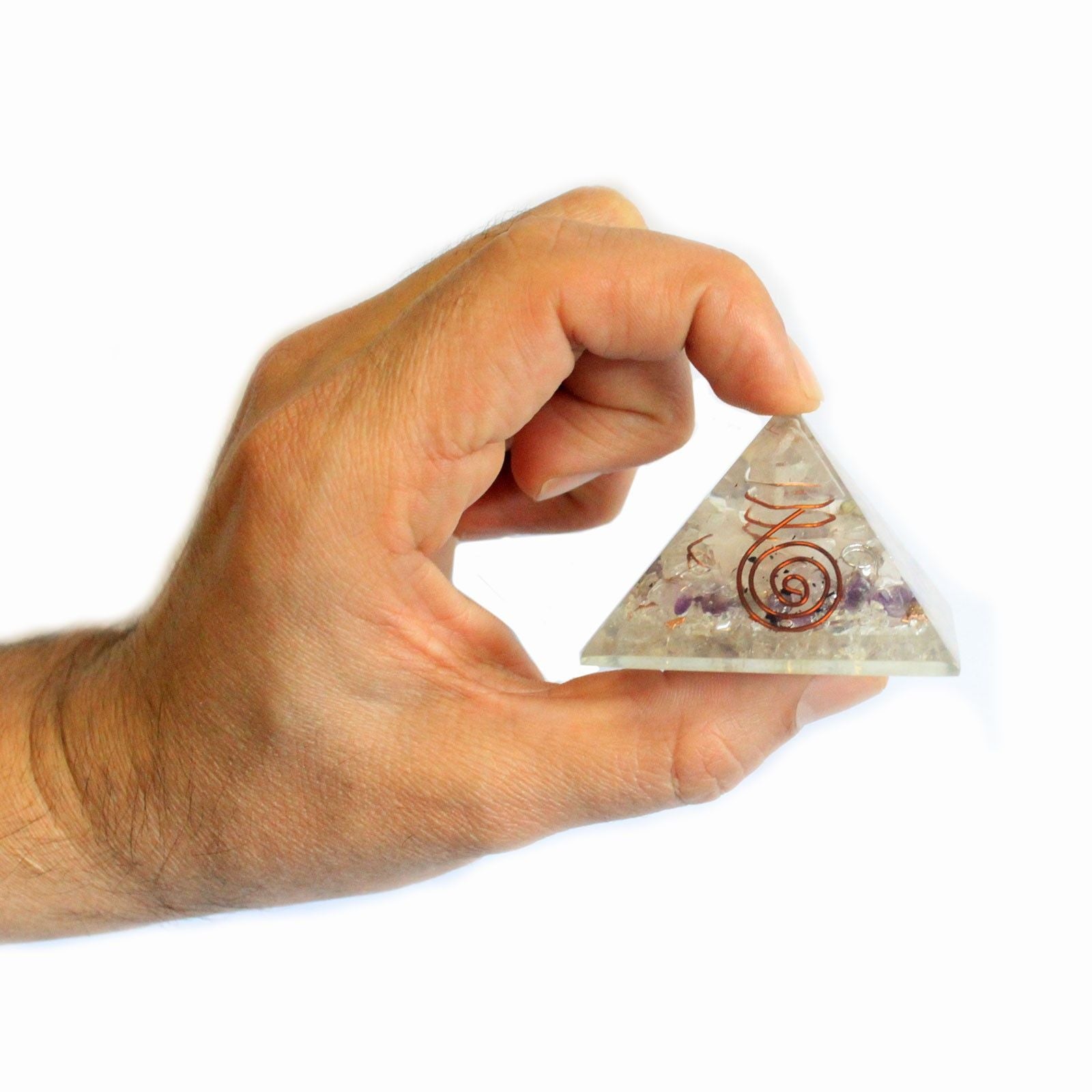 Piramidă Magică din Orgonit 55mm cu Pietre Prețioase și Cupru