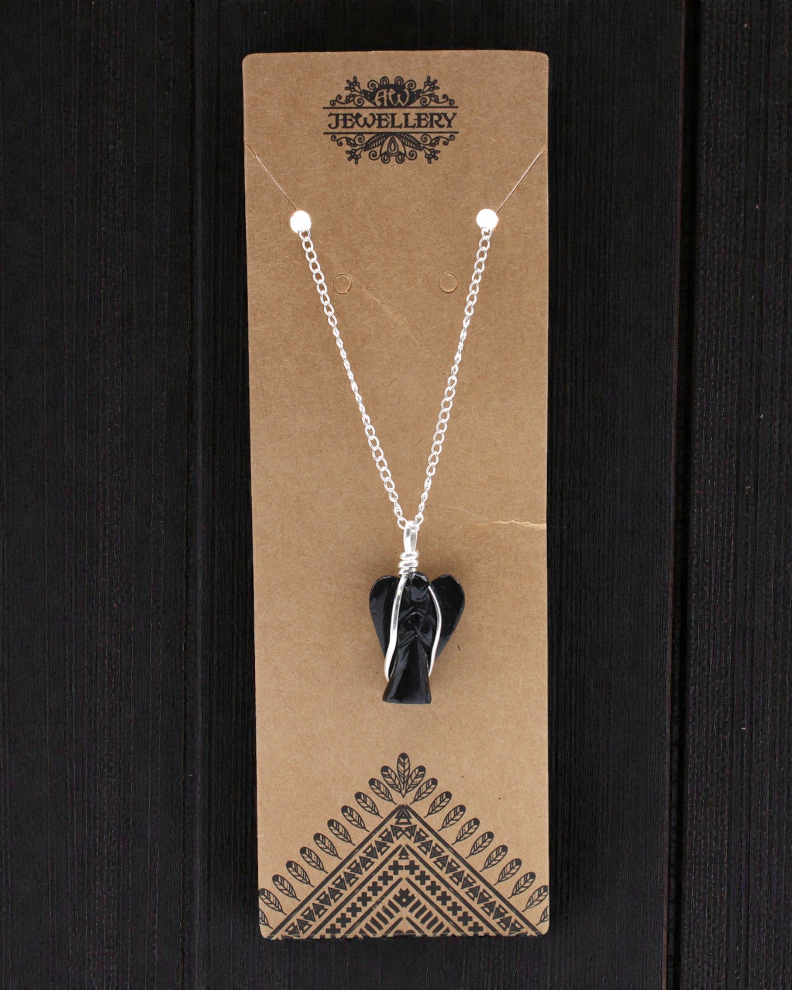 Guardian Noctis – Medalion cu Înger Păzitor din Agat Negru