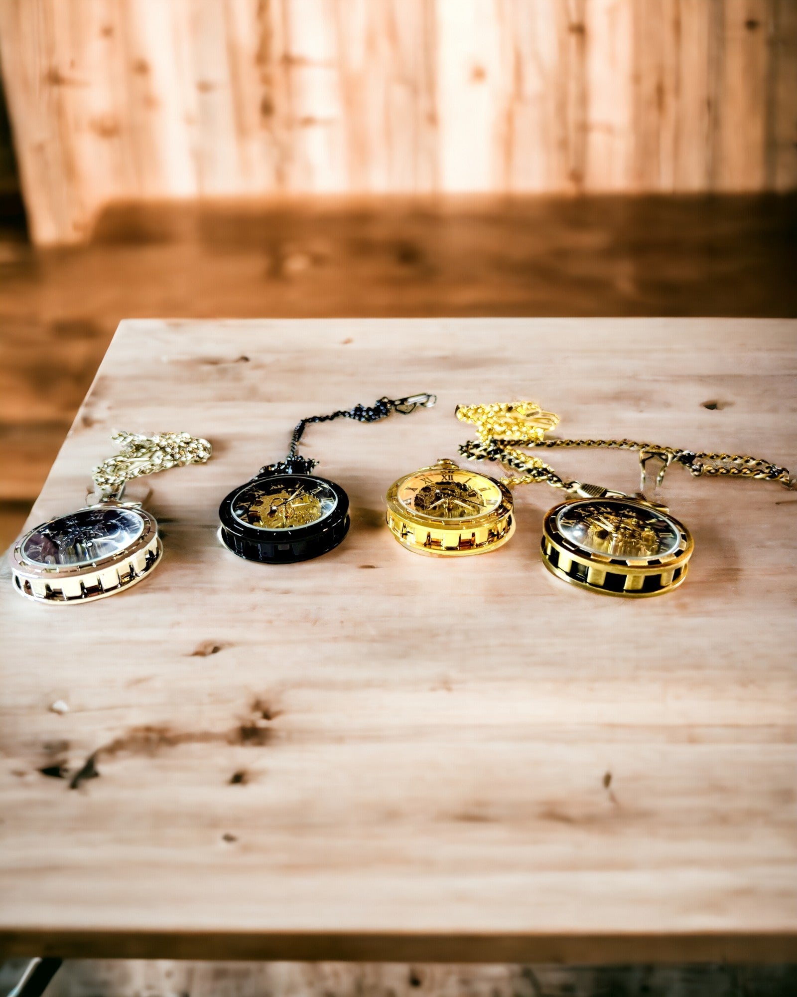 Ceas de buzunar retro – mecanic, culoare aur șlefuit, rezistent la apă, personalizare cu gravură