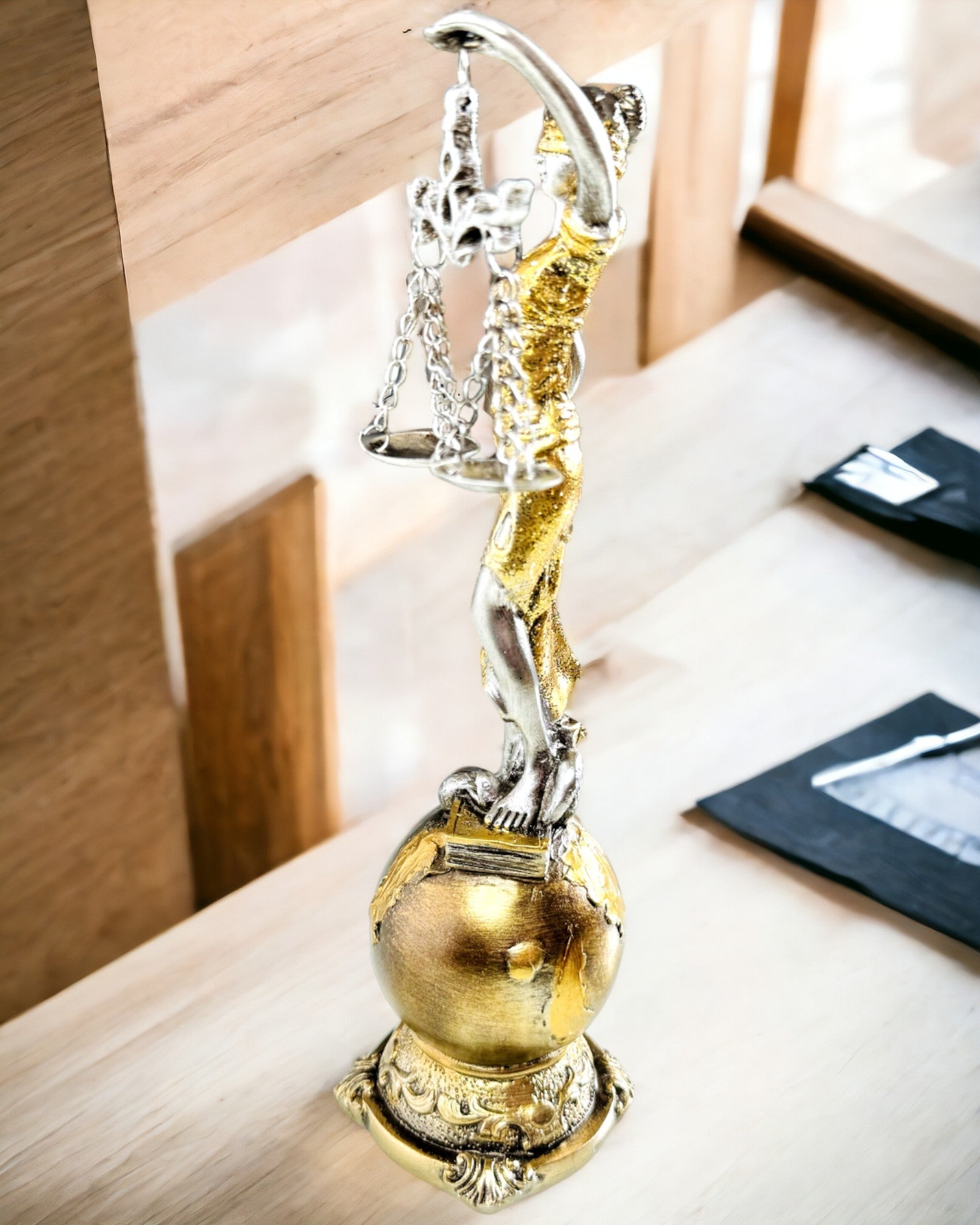 Статуетка Богині Справедливості – Артистична Декорація на Полицю, Ремесло з Смоли, персоналізація гравіюванням