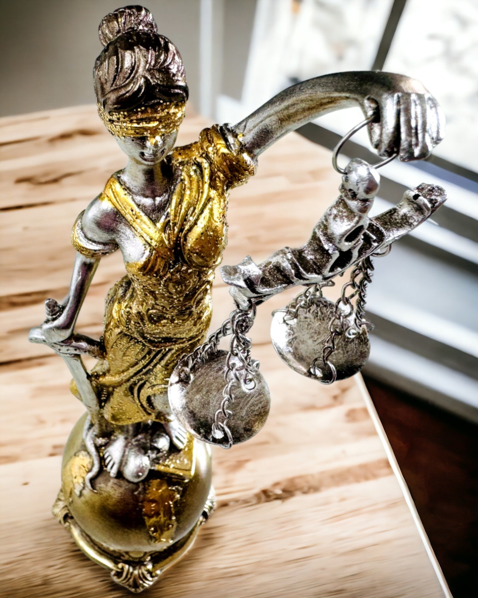 Статуетка Богині Справедливості – Артистична Декорація на Полицю, Ремесло з Смоли, персоналізація гравіюванням