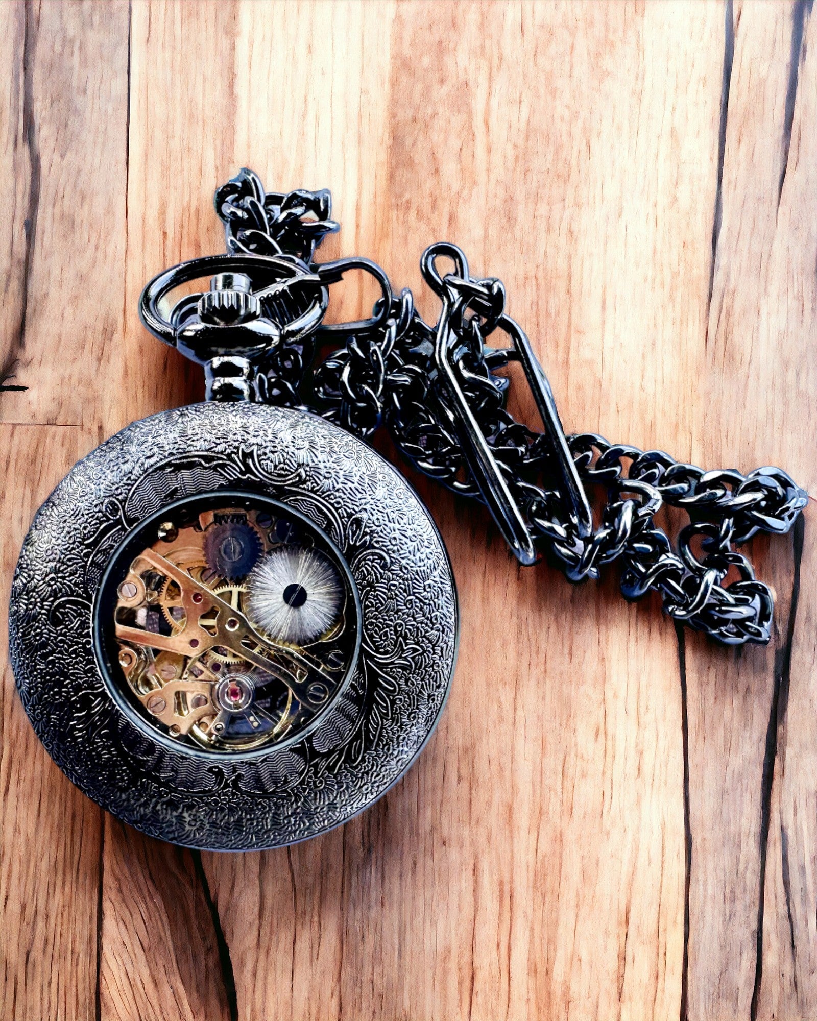 Карманний годинник "Eterna Elegancja", персоналізований подарунок, гравірування. Чорний колір