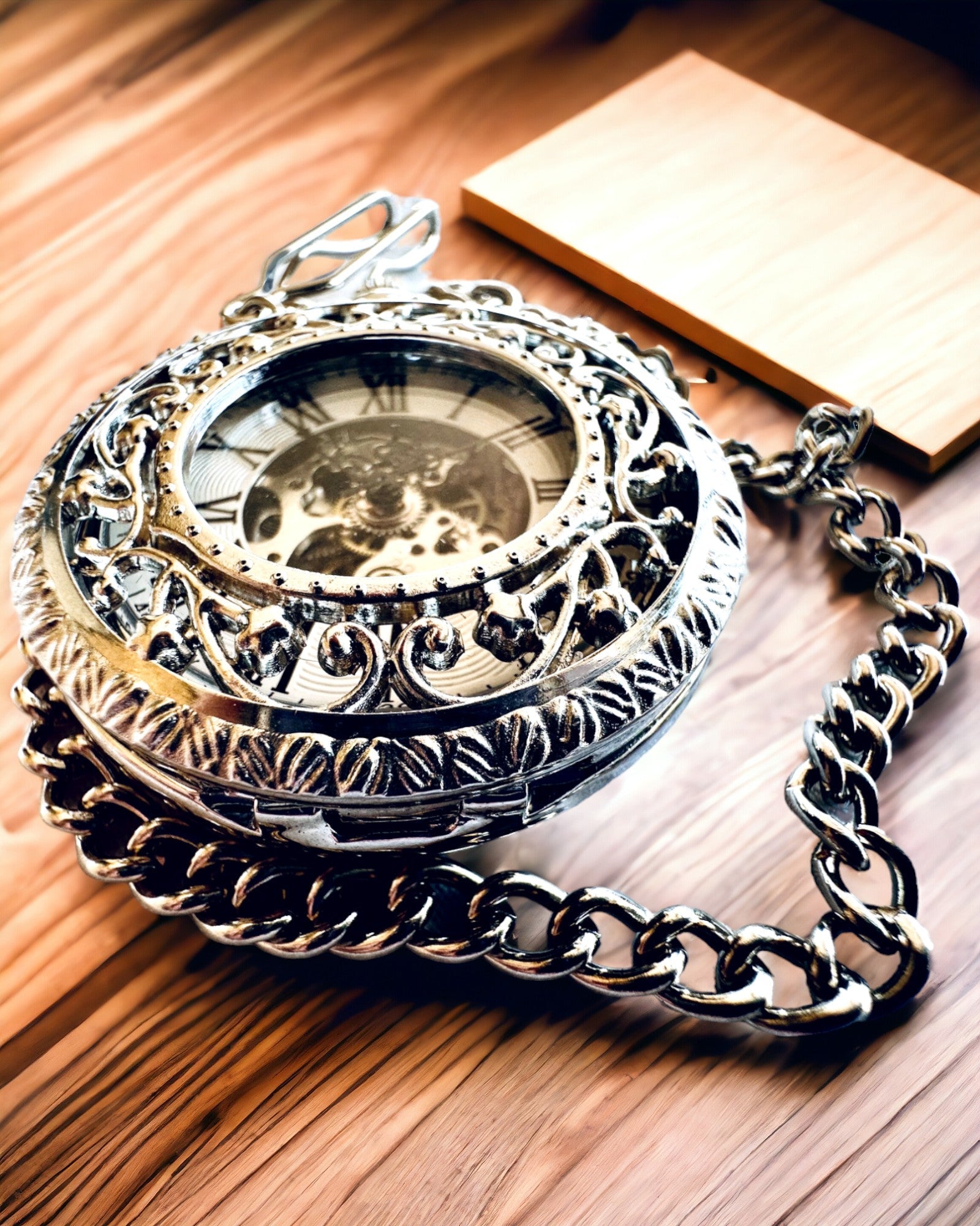Silver pocket watch "Vintage Elegance" with personalization option by engraving