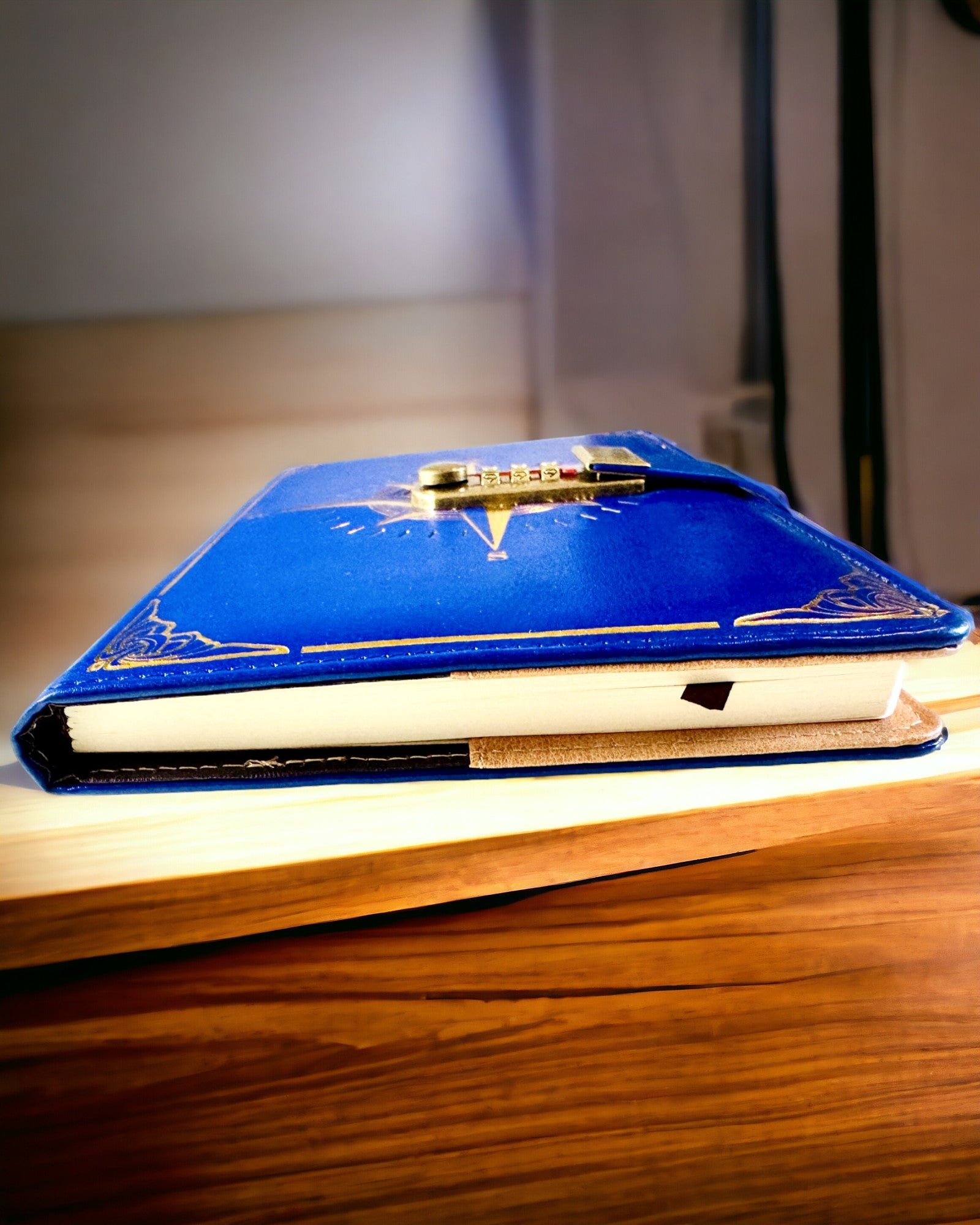 Premium Notebook with Combination Lock A5 - Vintage Style with Compass, Japanese Design, Stationery for Students and Business. Personalization with Engraving