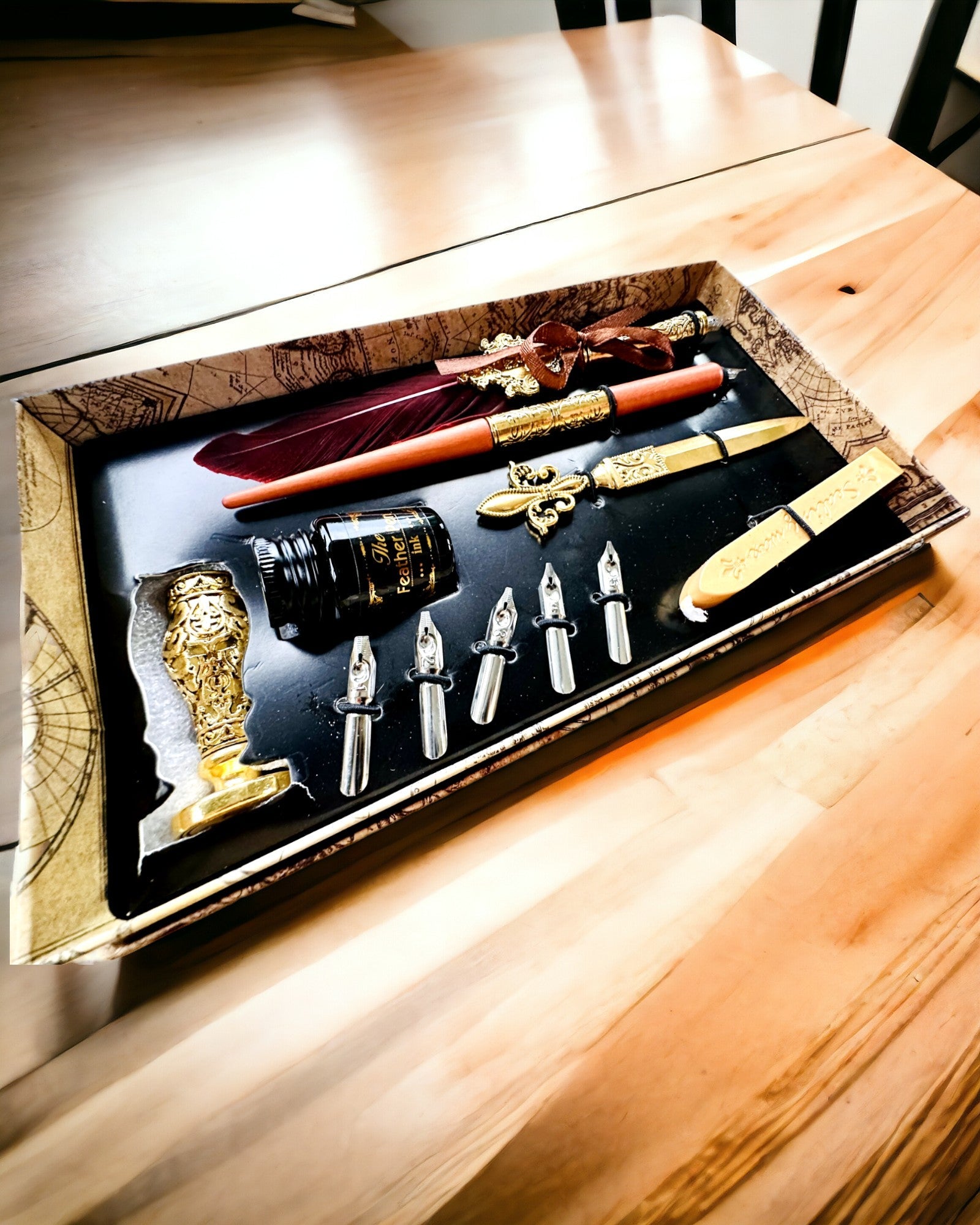 Exkluzivní kaligrafická sada, věčné pero na namáčení a sada inkoustů, personalizace gravírováním