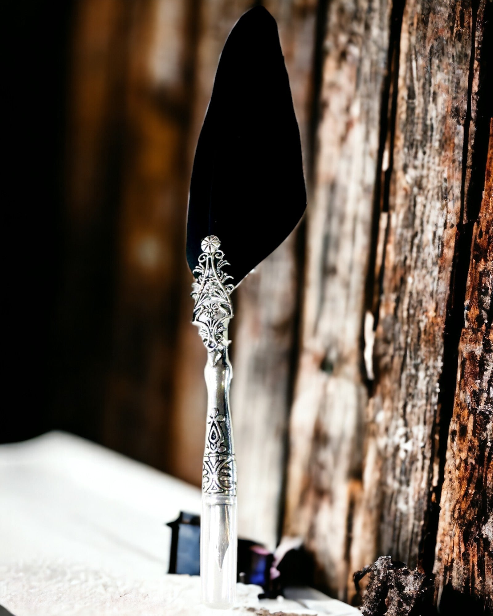 Pióro do Kaligrafii Vintage z Naturalnym Gęsim Piórem – Idealny Prezent na Dzień Matki lub Nauczyciela. Grawer