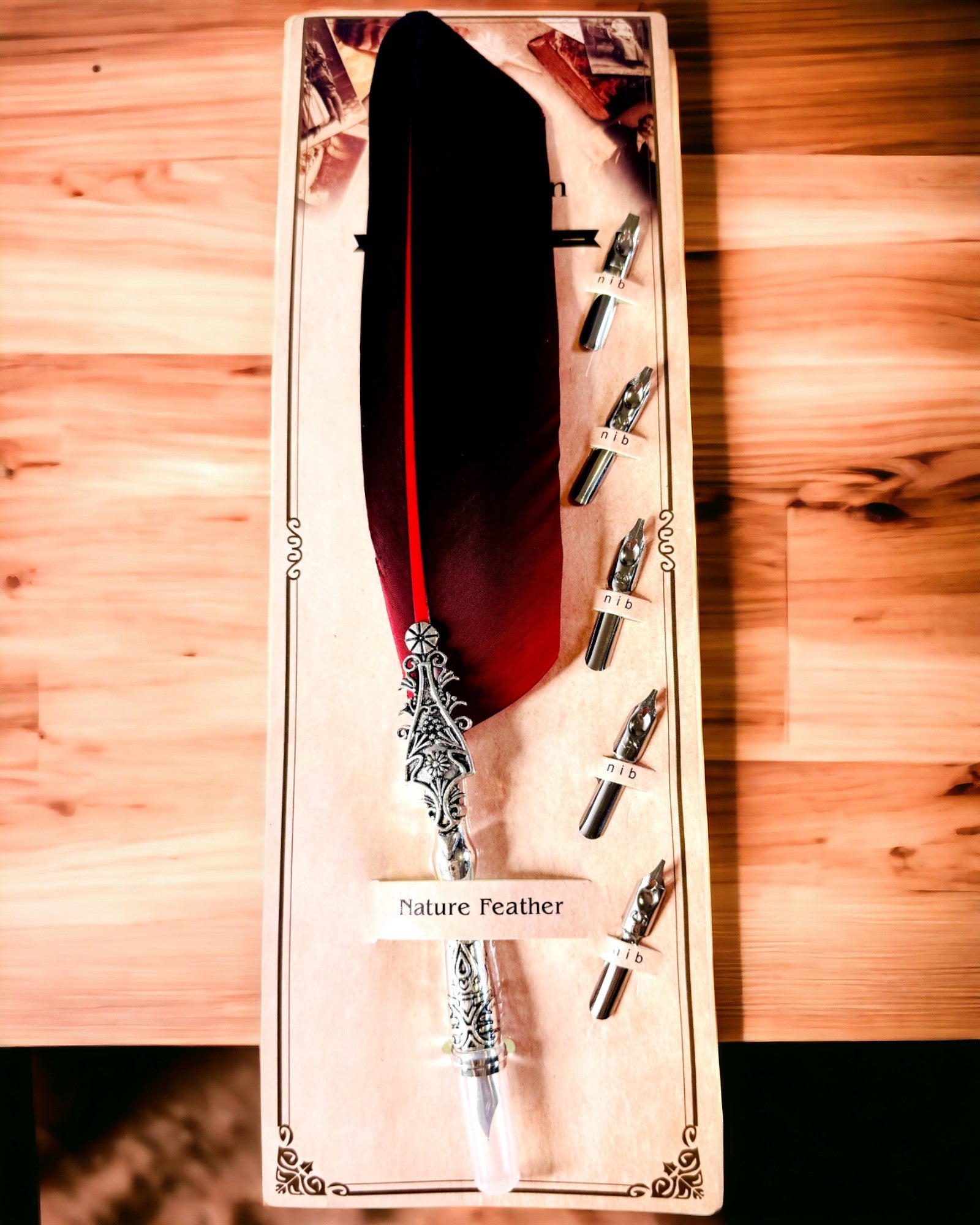 Pióro do Kaligrafii Vintage z Naturalnym Gęsim Piórem – Idealny Prezent na Dzień Matki lub Nauczyciela. Grawer