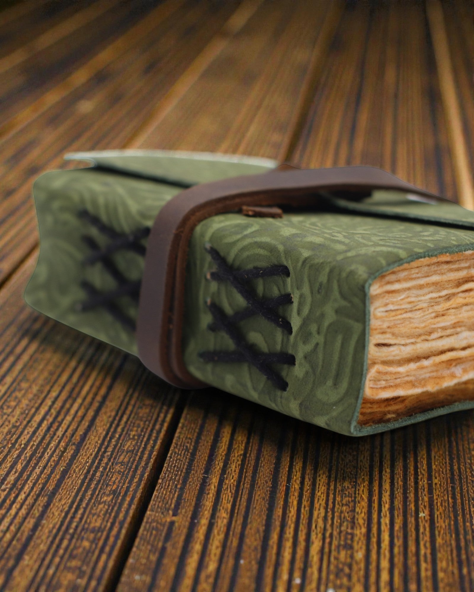 Green Maze Vintage – kožený zápisník s uměle zestárlými listy 12,7 × 8,9 cm