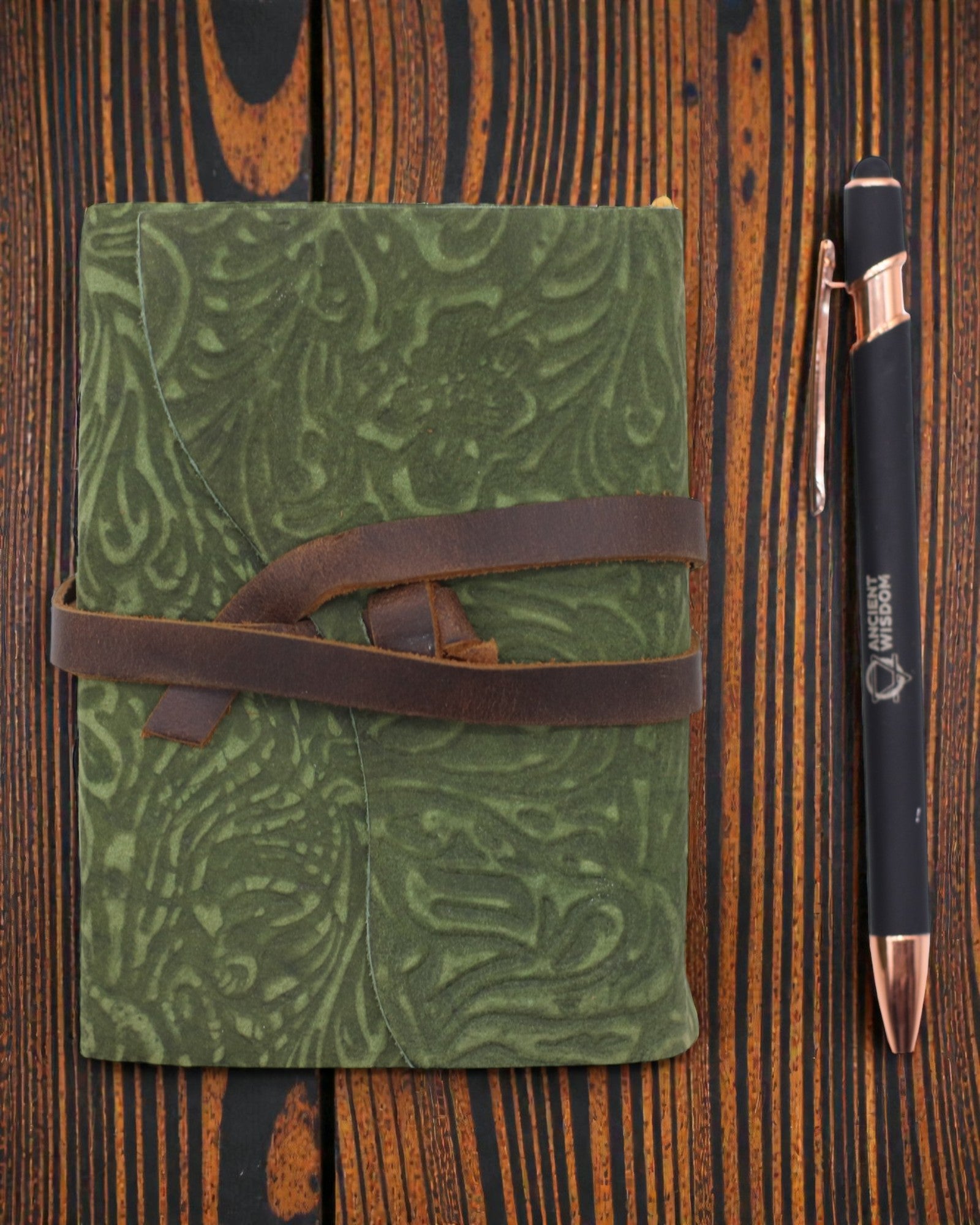 Green Maze Vintage – kožený zápisník s uměle zestárlými listy 12,7 × 8,9 cm