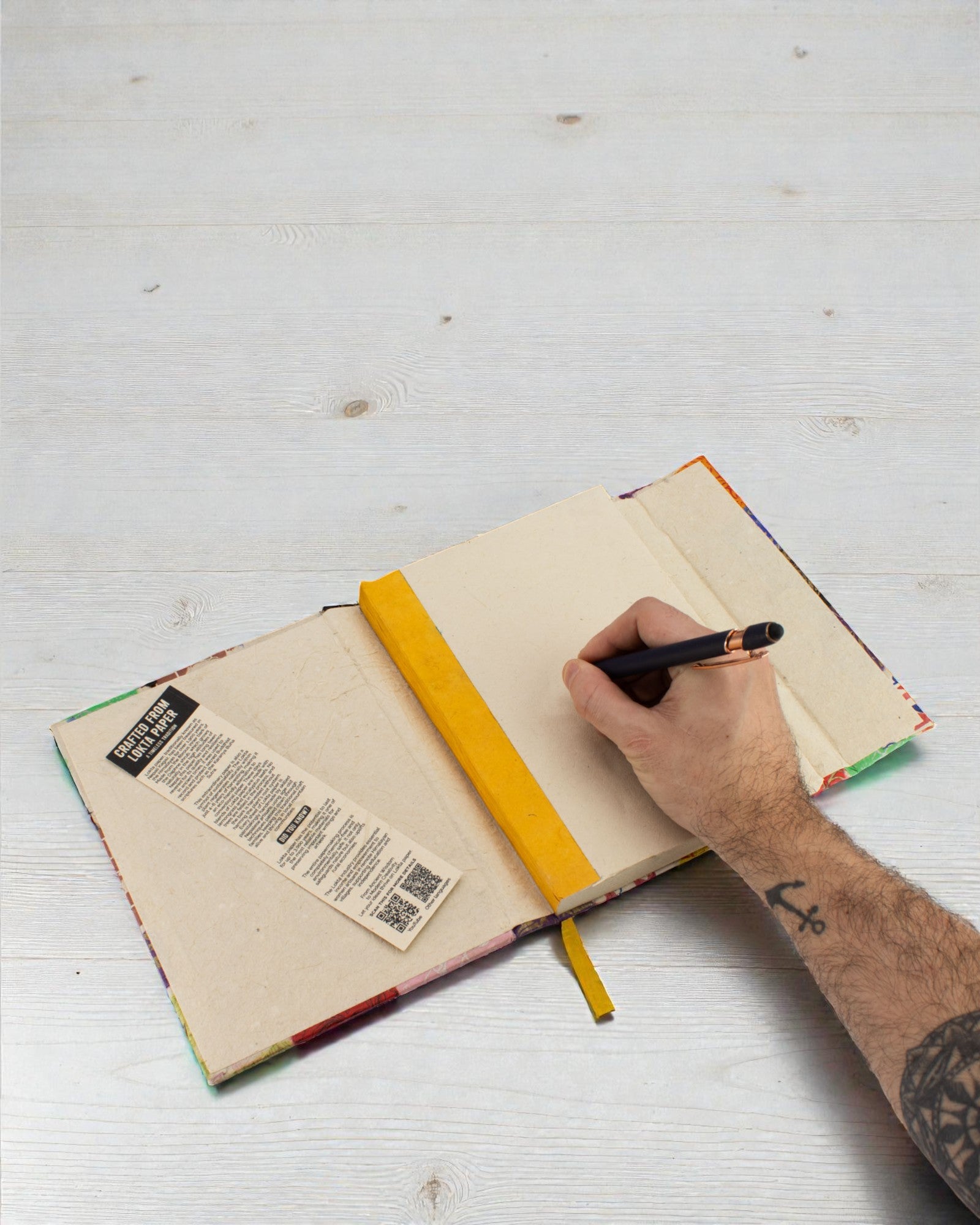 Large Lokta Patchwork Notebook – Multicoloured (45 sheets, 21 x 15 cm)