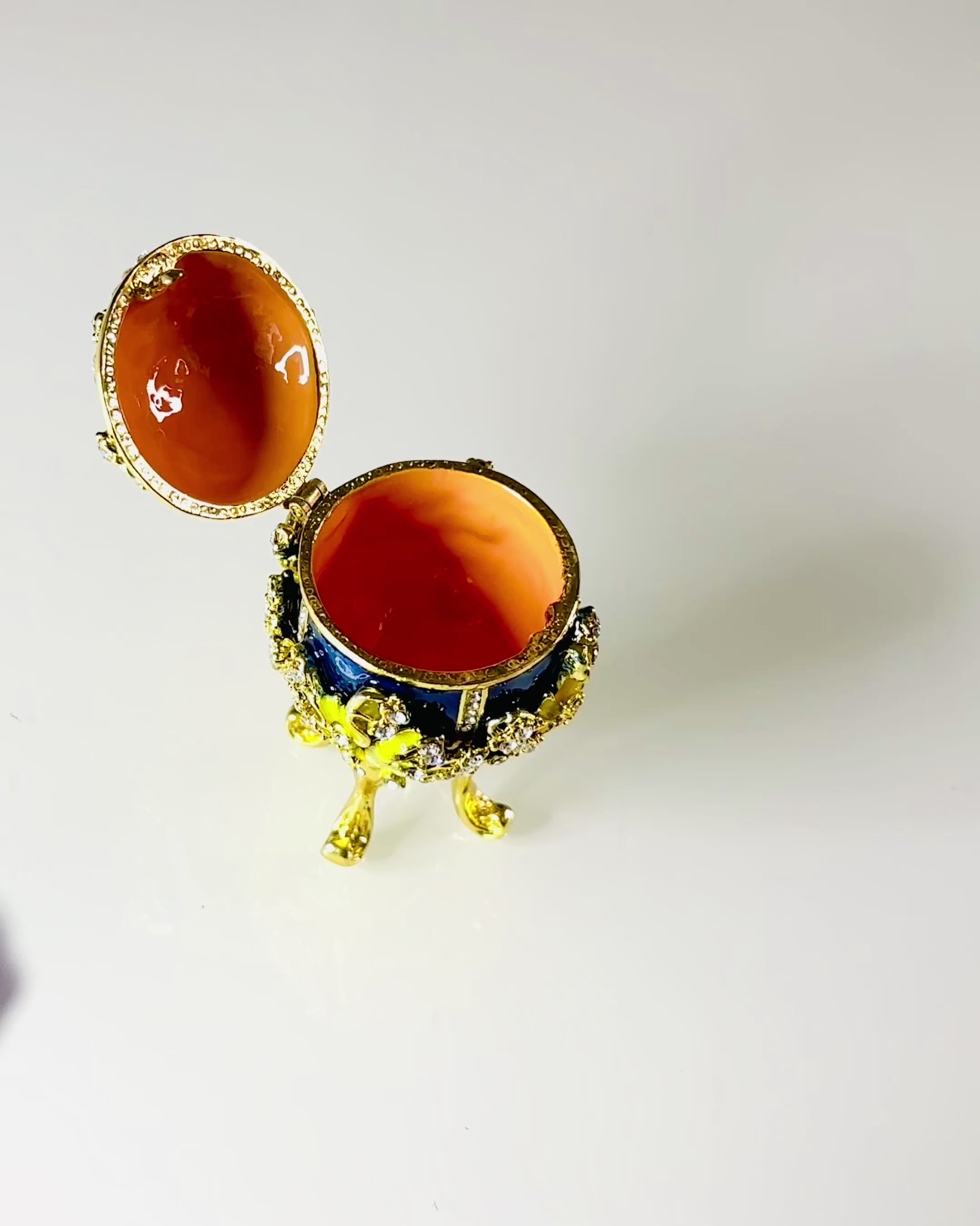 Pudełko na Biżuterię 'Cesarskie Jajo' Faberge – Styl Vintage, Dekoracyjny Pojemnik na Akcesoria