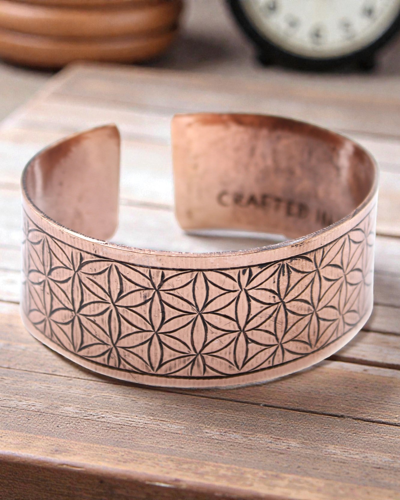 Tibetan Copper Bracelet Mandala of Harmony – Flower of Life
