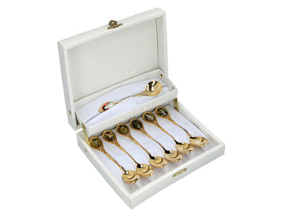 Set de 6 lingurițe placate cu aur 24K, cu 1 linguriță pentru zahăr