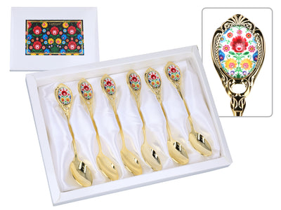 Set of 6 teaspoons, 24K gold-plated teaspoons