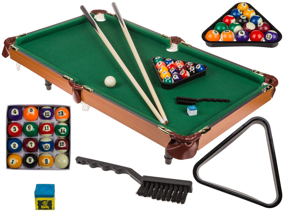 Minibilliard pro domácnost a zábavní zónu s dřevěnou deskou 90 x 50 cm, možnost personalizace gravírováním