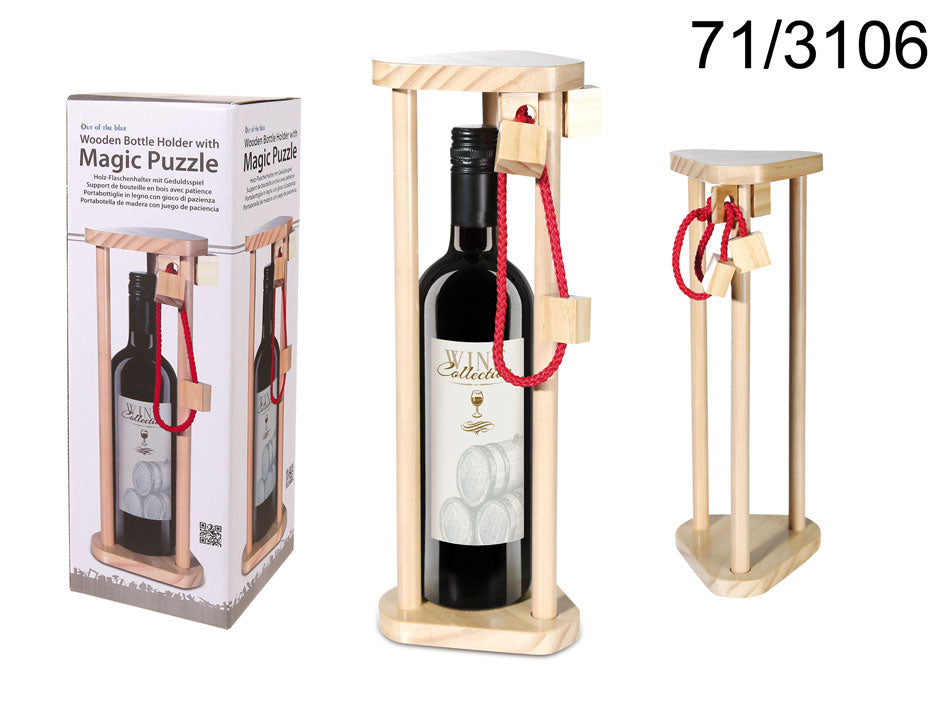 Wooden bottle holder - puzzle, customizable with engraving