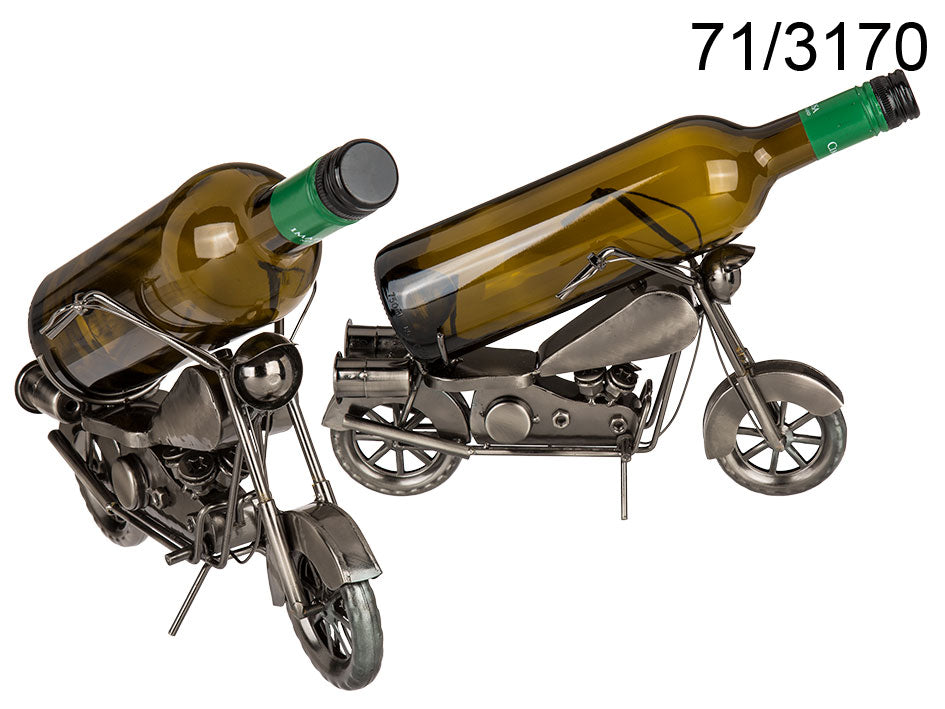 Metal wine holder - motorcycle, customizable with engraving