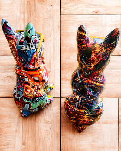 Barevný Bulldog s Brýlemi - Unikátní Dekorace Interiéru, dekorativní figurka jako dárek, personalizace gravírováním