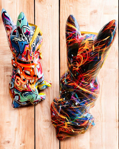 Barevný Bulldog s Brýlemi - Unikátní Dekorace Interiéru, dekorativní figurka jako dárek, personalizace gravírováním