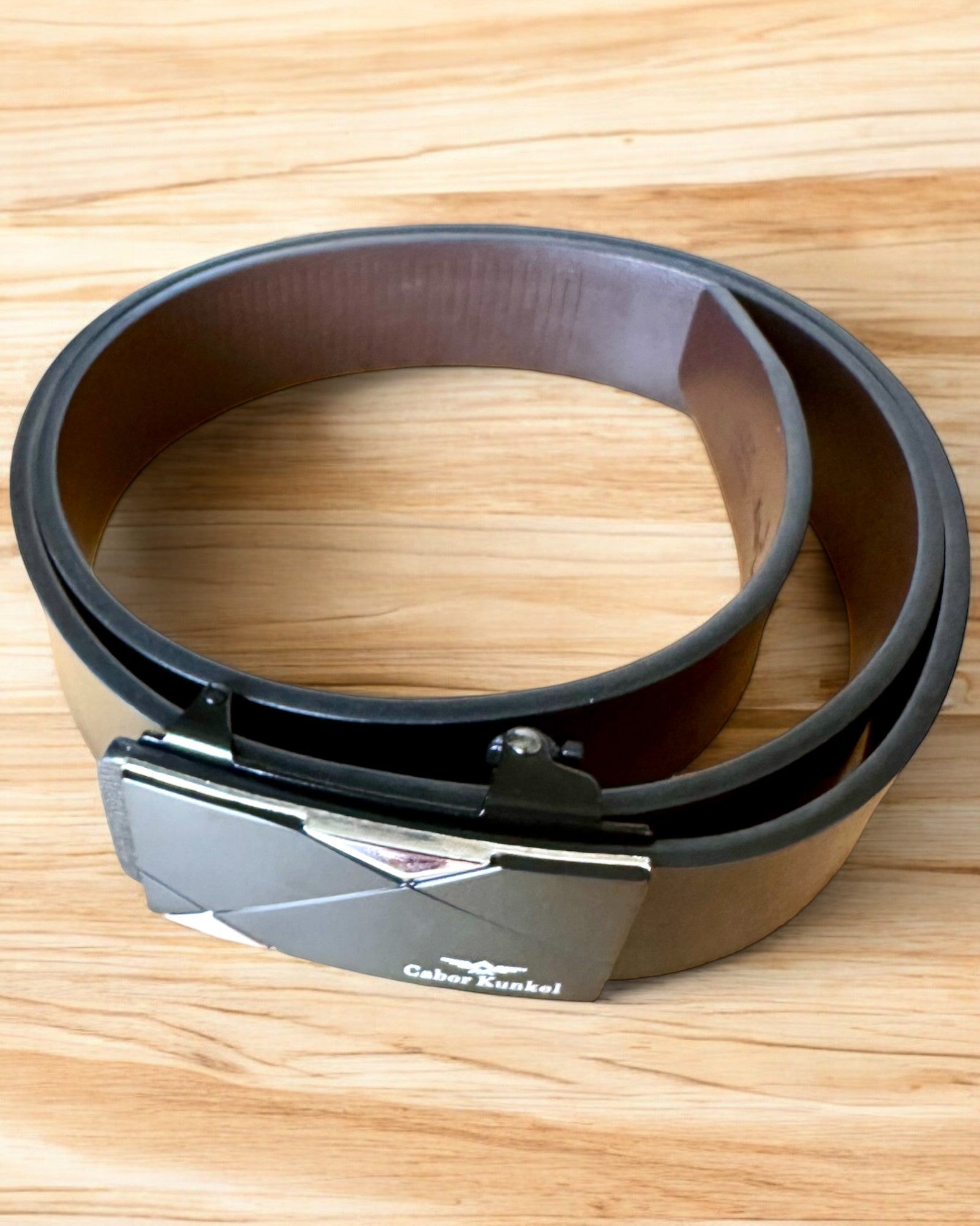 Men's Black Belt with Automatic Buckle Cabor Kunkel, personalization with engraving available for gift