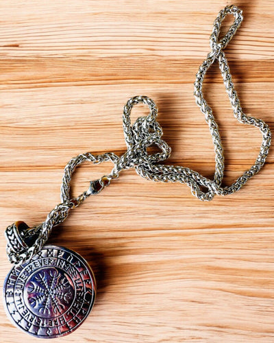 Náhrdelník "Strom života" z nerezové oceli s personalizací, se symbolem Aegishjalmur (Helm hrůzy)