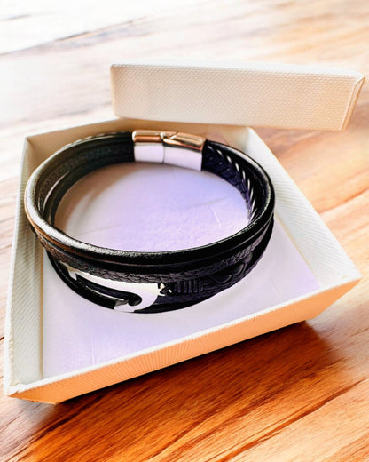 Men's Bracelet "Anchor of Elegance" with Engraving Option for Gift