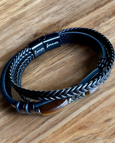 Brățară Bărbătească Magnetic Love – din piele cu posibilitatea personalizării prin gravură pentru cadou