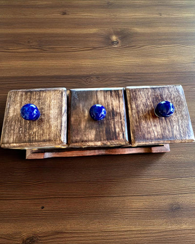 Zestaw Royal Trio – Tea, Coffee, Sugar z drewna Shisham, ręcznie robiony, z opcją grawerowania na prezent