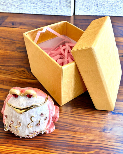 Cutie decorativă elegantă „Żabi Skarb” pentru cadou personalizat, cu opțiune de gravare