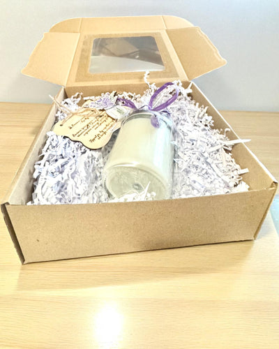 Świeca sojowa intencyjna Ametyst – spokój, harmonia i oczyszczenie, 250 ml, możliwość personalizacji na prezent