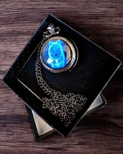 Ceas de Buzunar Lunar Wolf – Ceasul Lupului Lunar, posibilitate de personalizare cu gravură pentru cadou