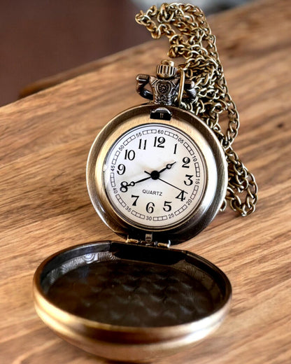 Retro Pocket Watch "Motorcycle Style", customizable with engraving for a gift