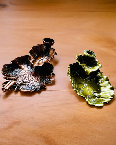 Елегантний металевий тримач для пахощів Лист Лотоса - 4 варіанти на вибір, можливість персоналізації гравіюванням на подарунок