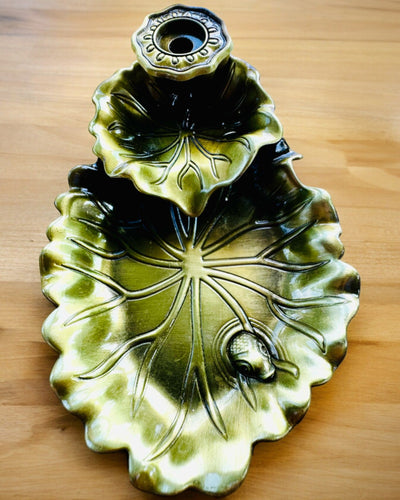 Елегантний металевий тримач для пахощів Лист Лотоса - 4 варіанти на вибір, можливість персоналізації гравіюванням на подарунок