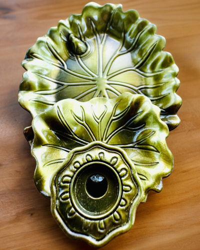 Елегантний металевий тримач для пахощів Лист Лотоса - 4 варіанти на вибір, можливість персоналізації гравіюванням на подарунок