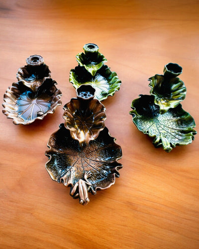 Елегантний металевий тримач для пахощів Лист Лотоса - 4 варіанти на вибір, можливість персоналізації гравіюванням на подарунок