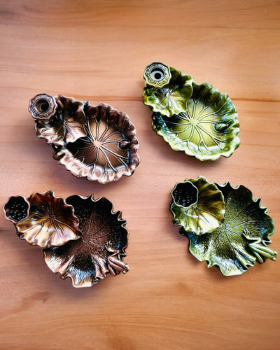 Елегантний металевий тримач для пахощів Лист Лотоса - 4 варіанти на вибір, можливість персоналізації гравіюванням на подарунок