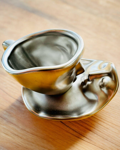 Elegant Ceramic Cups "Mask" – Set of 2 pcs. - personalization with engraving available for a gift