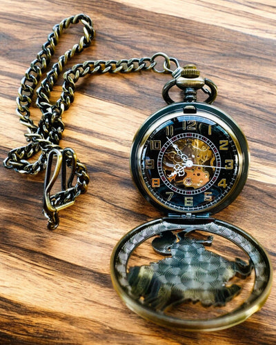 Ceas de buzunar "Equus Tempus" - Culoare: Cupru, cu motiv de cal, posibilitate de personalizare cu gravură