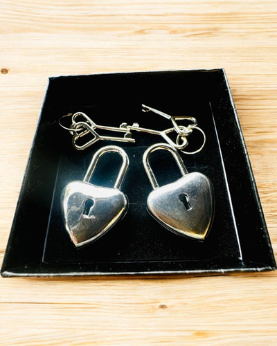Keys of Love in Silver Color 2 Mini Heart-Shaped Padlocks, personalization with engraving available as a gift