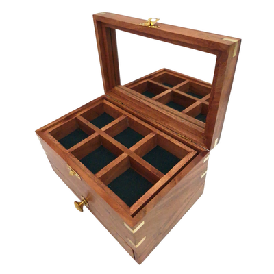 Elegant Wooden Jewelry Box with Mirror and Personalized Engraving