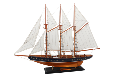 Model szkunera Atlantic 72cm - Replika legendarnego statku z możliwością personalizacji grawerem - Idealny prezent dla miłośników żeglarstwa - Wykonany z drewna z materiałowymi żaglami