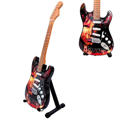 Mini Gitara Jim Morrison The Doors - Drewno Mahoniowe - Personalizowany Grawer - Idealny Prezent dla Fanów Muzyki - Wysokość 27,5 cm - Kolekcjonerski Element Dekoracyjny