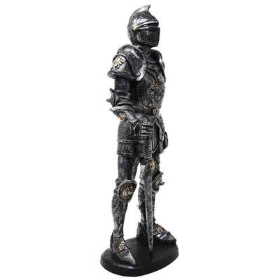 Figurka Dekoracyjna Rycerz w Zbroi 39cm Srebrna z Możliwością Personalizacji Grawerem